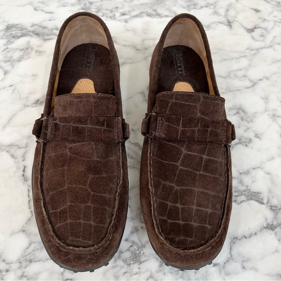 Born croc Embossed brown suede loafers unisex men’s size 9.5 women’s size 10.5 - Picture 2 of 12